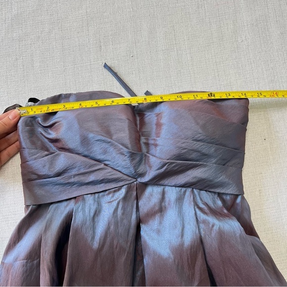 Bill Levkoff Strapless Party Fit & Flare Cocktail Dress Sz 8 Pewter Gray Bow - Picture 6 of 7
